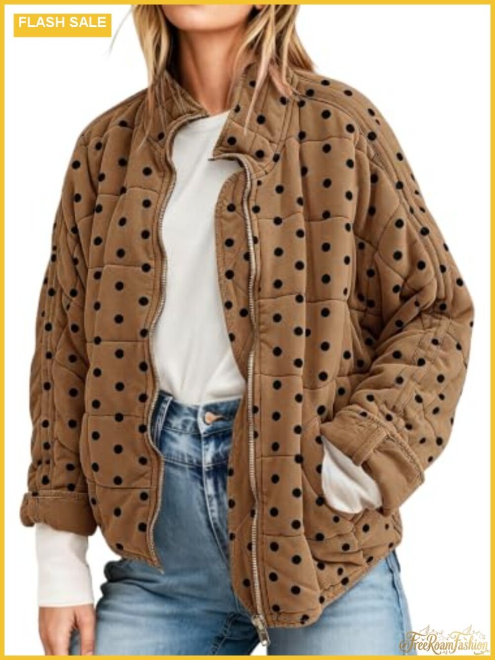 Women's Quilted Puffer Zip Up Jacket Lightweight Casual Coat